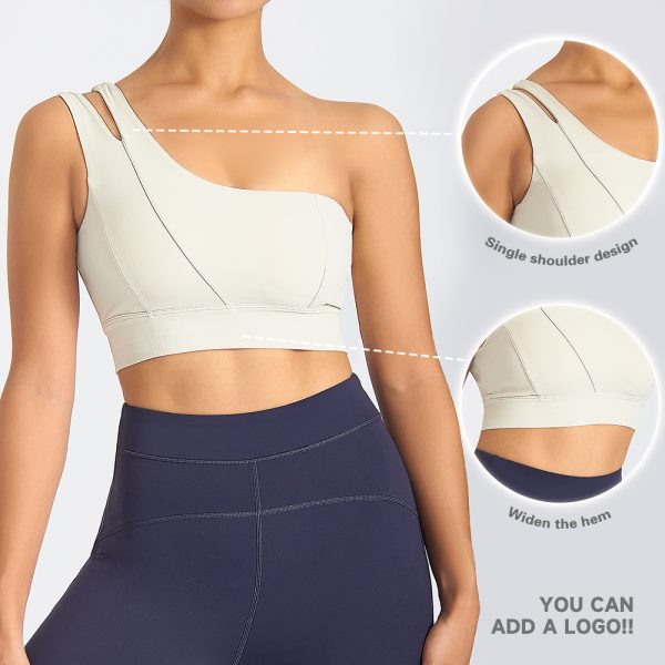 Women One-shoulder Sports Bras Nude Feeling Fitness Vest 3 One-shoulder Sports Bras 4