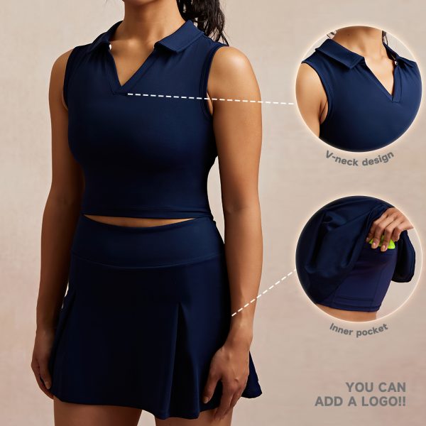 Women Slim Polo Shirt Workout Sleeveless Sports Tank Crop Tops 2 Polo Shirt 2