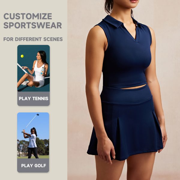 Women Slim Polo Shirt Workout Sleeveless Sports Tank Crop Tops 3 Polo Shirt 4