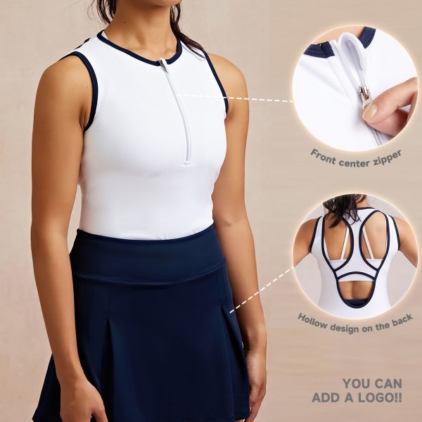 Women's Sports Vest Front Half Zipper Color Collision Golf Shirts 3 Sports Vest 3