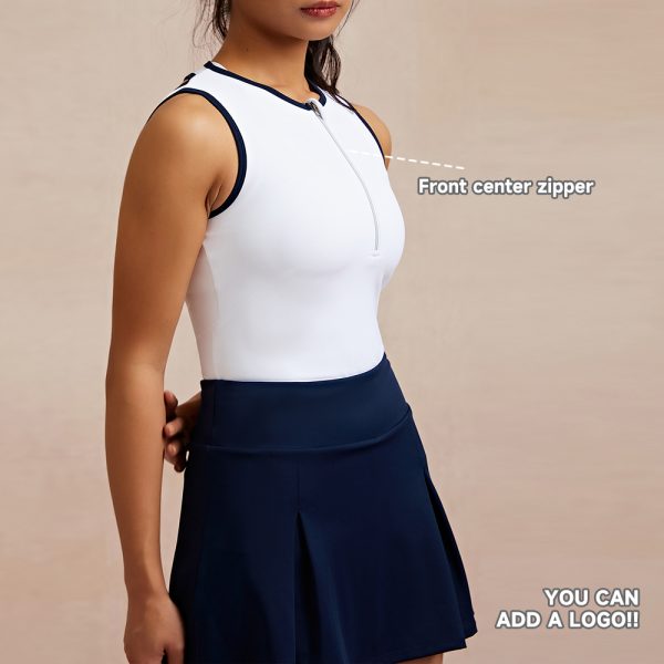 Women's Sports Vest Front Half Zipper Color Collision Golf Shirts 2 Sports Vest 4