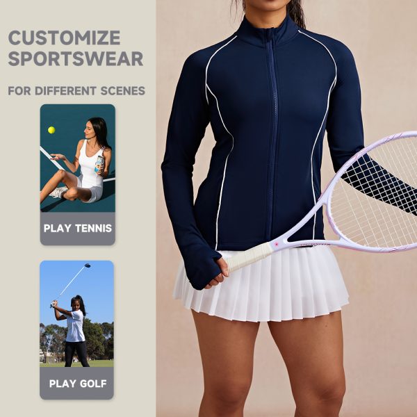Slim Fit Full Zip Yoga Jacket Tennis Golf Wear Gym Clothing 4 Yoga Jacket 4