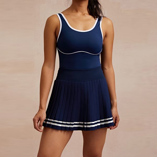 Tennis Skirt and Bodysuit Two Piece Set | Ladies Tennis Wear Training Outfit 1 tennis skirt