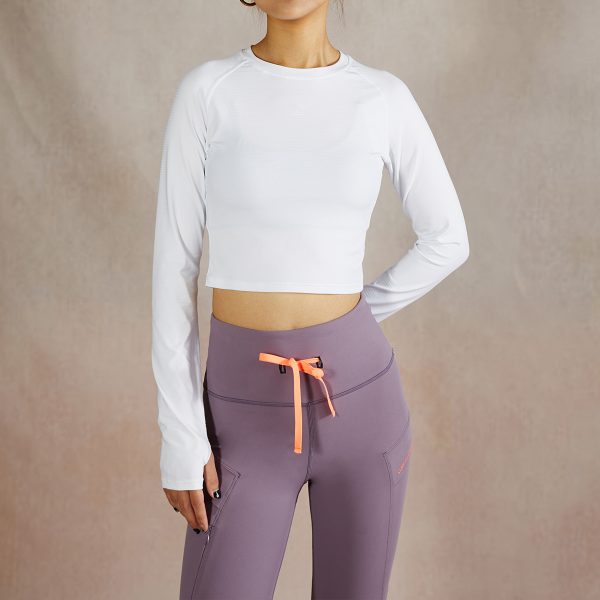 Long Sleeve Gym Crop Top Fitness Shirt With Thumb Holes 2 Gym Crop Top1