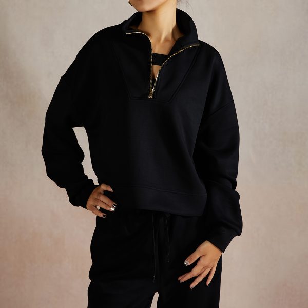 Half Zipper Pullover Custom Women's Stand Collar Sweatshirt 2 Half Zip Pullover 2