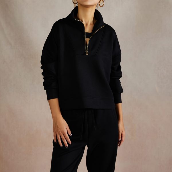 Half Zipper Pullover Custom Women's Stand Collar Sweatshirt 3 Half Zip Pullover 4