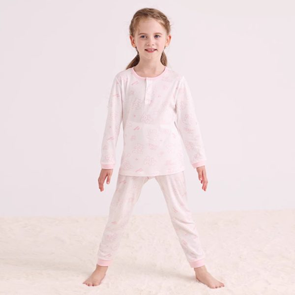 Sweet Pink Kids’ Pajama Set With Cute Pattern Design 1 Kids’ Pajama Set (1)