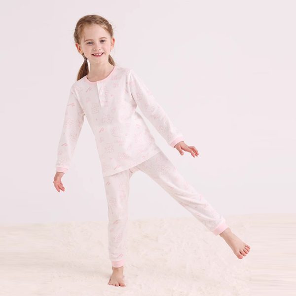 Sweet Pink Kids’ Pajama Set With Cute Pattern Design 2 Kids’ Pajama Set (4)