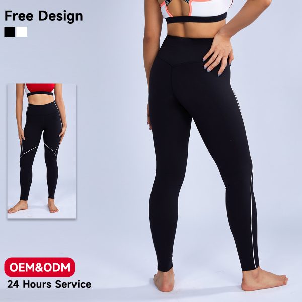 Recycled Nylon Leggings with White Trim Soft Brushed Feel 4 Recycled Nylon Leggings (3)