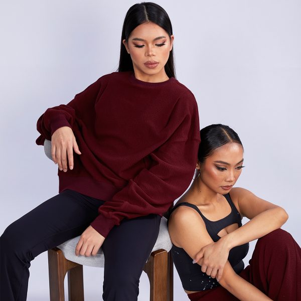 Oversized Burgundy Sweatshirt Women Custom Apparel 4 Burgundy Sweatshirt (1)