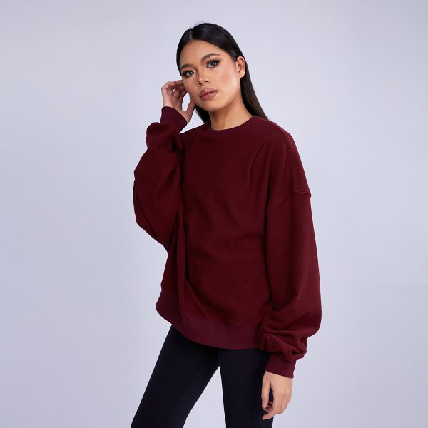 Oversized Burgundy Sweatshirt Women Custom Apparel 2 Burgundy Sweatshirt (5)