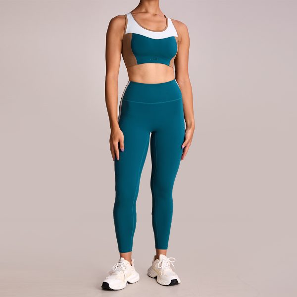 Lycra Yoga Set Colorblock Open-Back Bra And High Stretch Pants 1 Lycra Yoga Set (3)