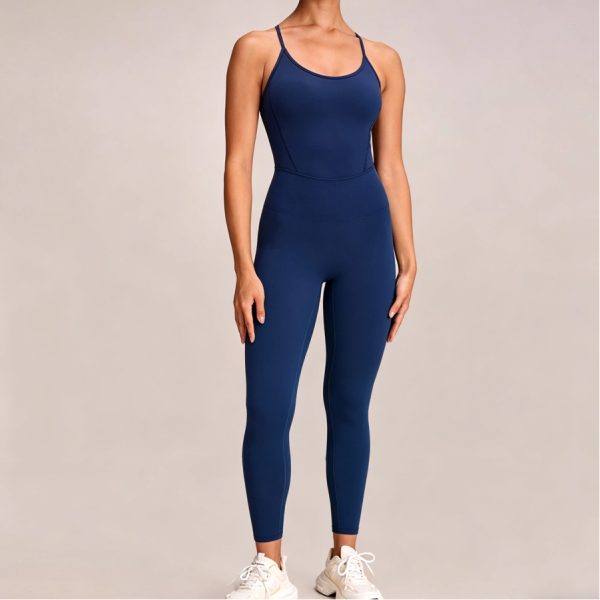 Navy Blue Cross-Back Jumpsuit | Private Label Fitness Clothing 1 Navy Blue Cross-Back Jumpsuit
