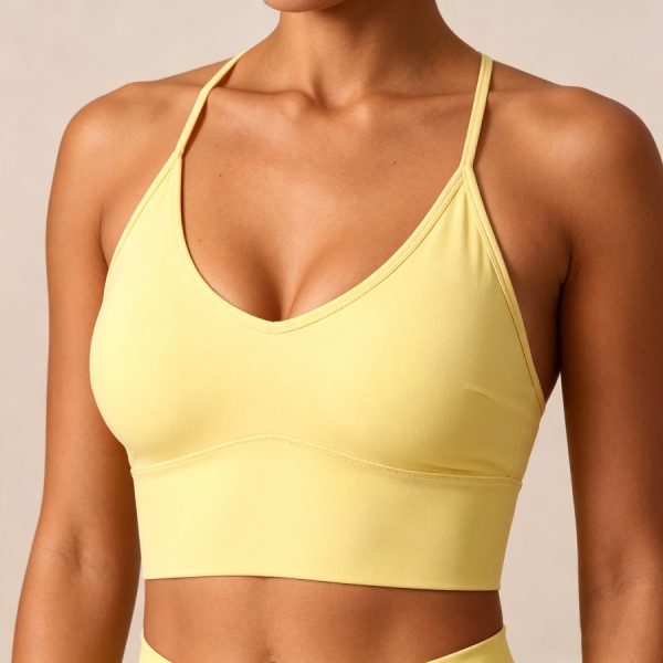Luckpanther Lemon Yellow Sports Set Thin Strap Bra & High-Waist Shorts 3 gym apparel manufacturing