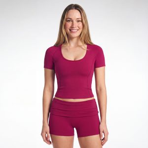 Yoga Top & Fold Waist Shorts Set