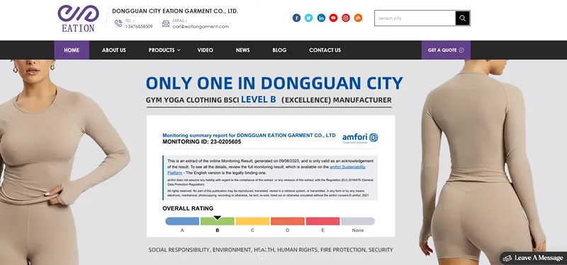 12 Best Yoga Wear Supplier China for International Clothing Brands 43 Dongguan City Eation Garment Co., Ltd.