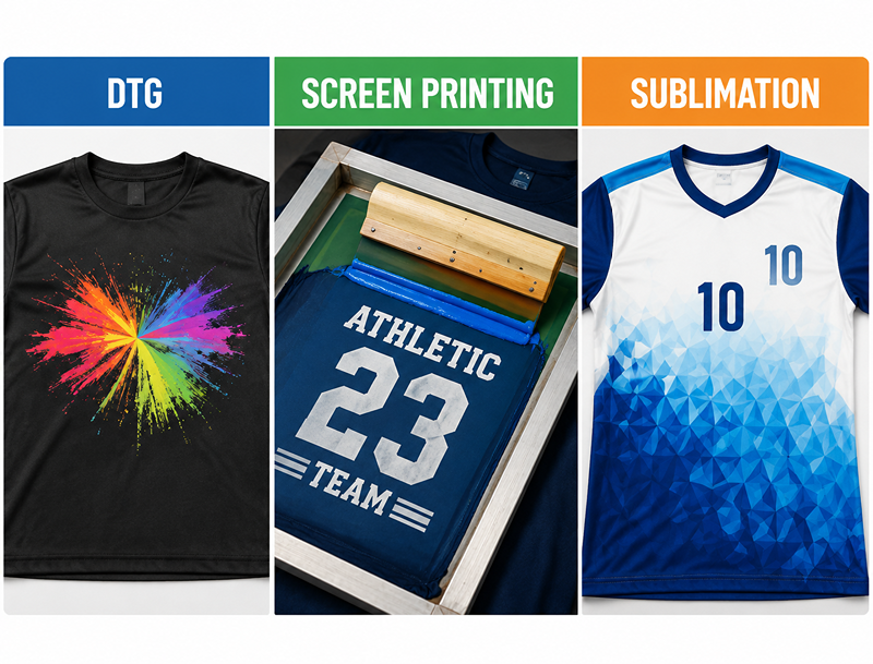 DTG vs Screen Printing vs Sublimation: Choosing Prints for Different Sportswear Fabrics 7 DTG vs Screen Printing vs Sublimation