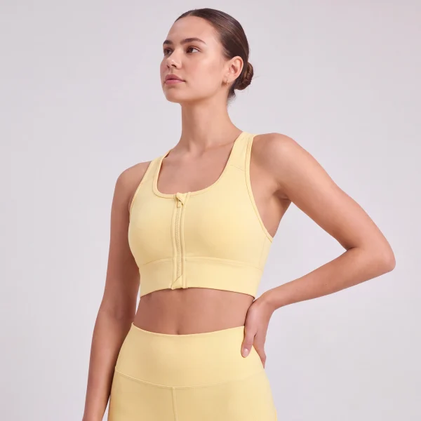 Custom Longline Sports Bra with Front Zip and Mesh Racerback side