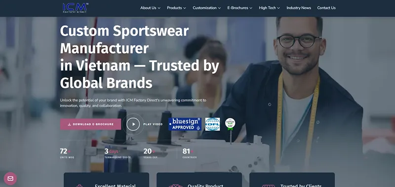 10 Sportswear Manufacturers in Vietnam: Who Makes What? 2 ICM Factory Direct