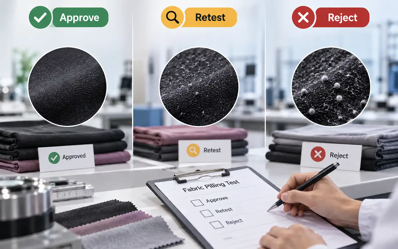 Pilling Resistance Test for Sportswear: What Is a Good Result? 12 When Should You Approve, Retest, or Reject the Fabric