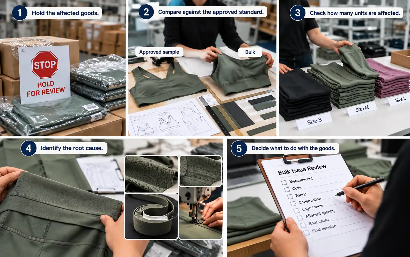 Bulk Order Doesn't Match the Sample? 7 Causes in Activewear Production 20 What Should You Do If the Bulk Order Is Already Different